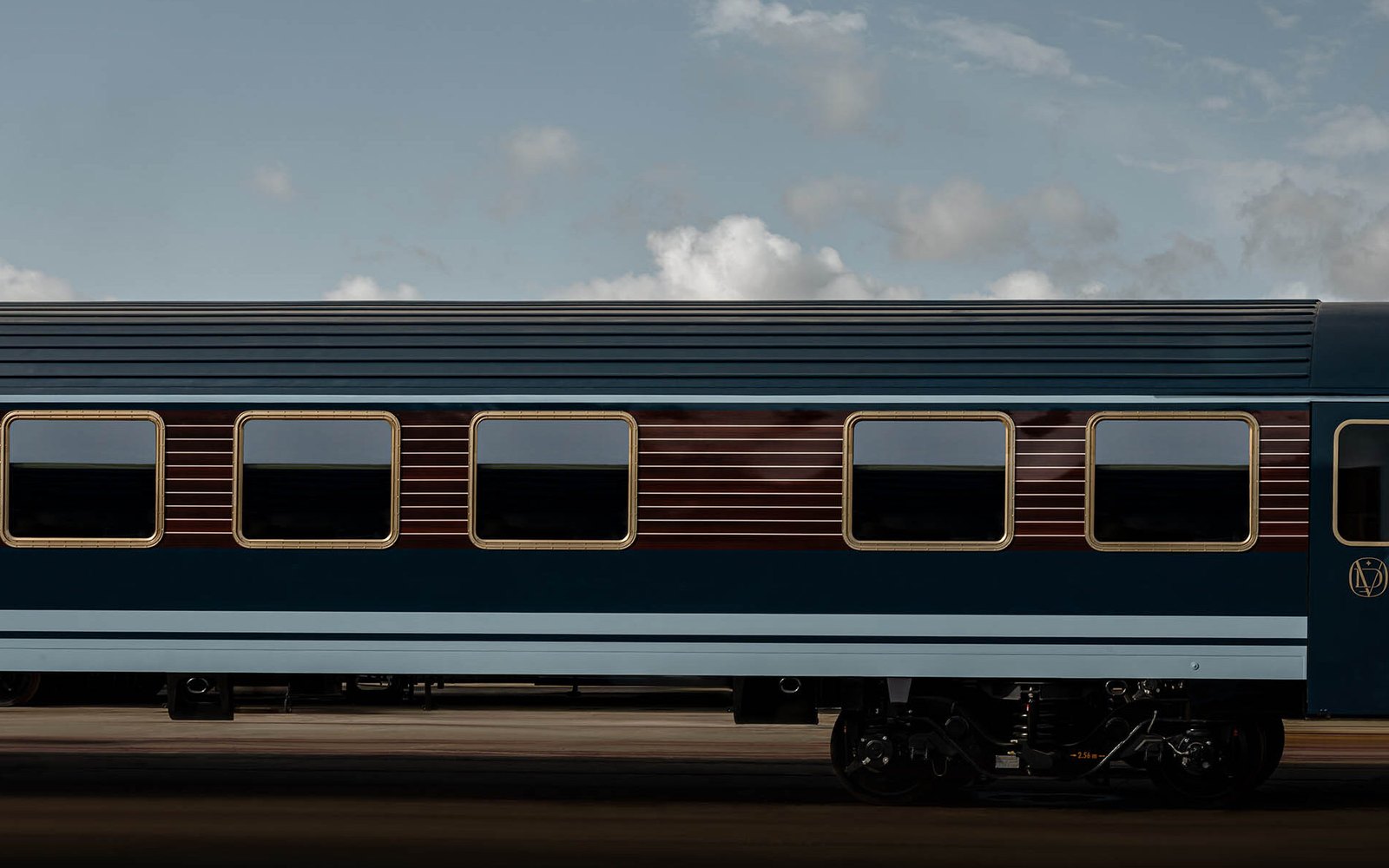 Editorial illustration of a luxury train crossing the Italian countryside