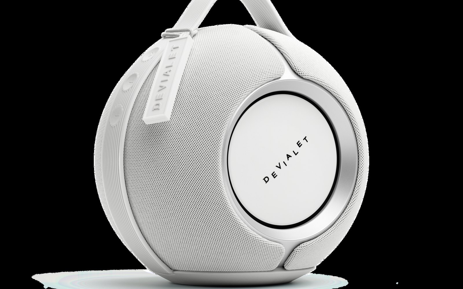 Editorial illustration of a portable 360-degree speaker